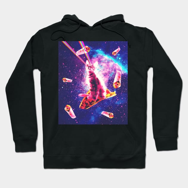 Outer Space Taco Cat - Rainbow Laser Eyes, Burrito Hoodie by Random Galaxy